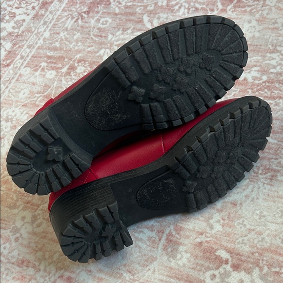 EUC Juicy Couture Red Lace-Up Boots with Black Trim - Picture 4 of 6